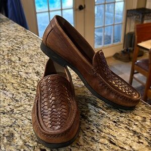 Giorgio Brutini Woven Brown Leather Loafers